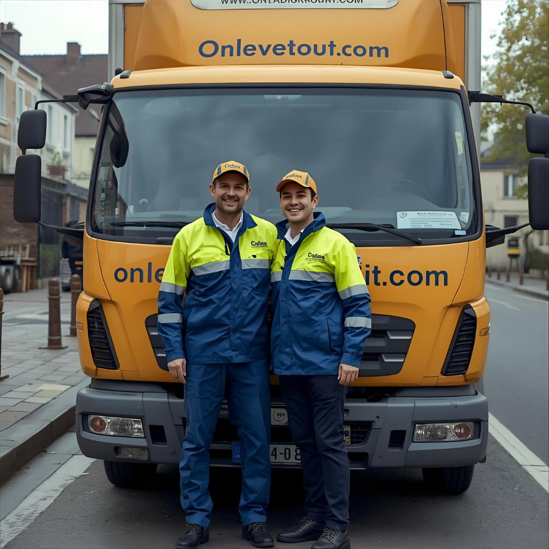 Notre camion de débarras écologique en intervention à Cergy-Pontoise (95).