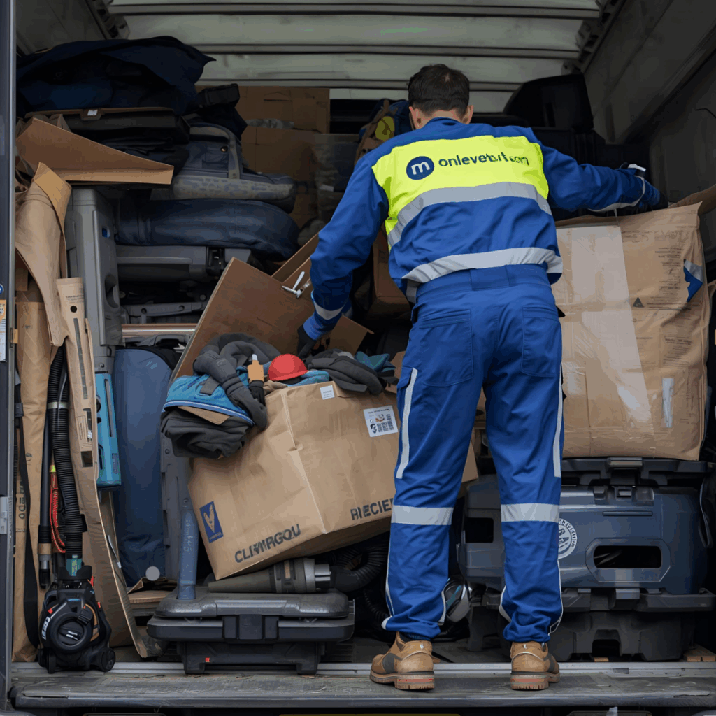 Notre camion de débarras en stationnement autorisé lors d'une intervention à Paris.