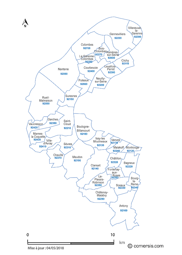 Carte des communes des Hauts-de-Seine (92) desservies par notre service premium.