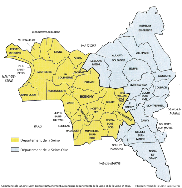 Carte des communes de Seine-Saint-Denis (93) desservies par notre service de débarras.