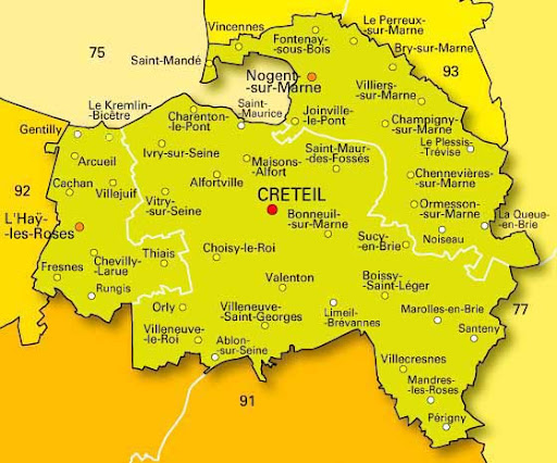 carte de nos secteurs d'intervention dans le val de marne 94