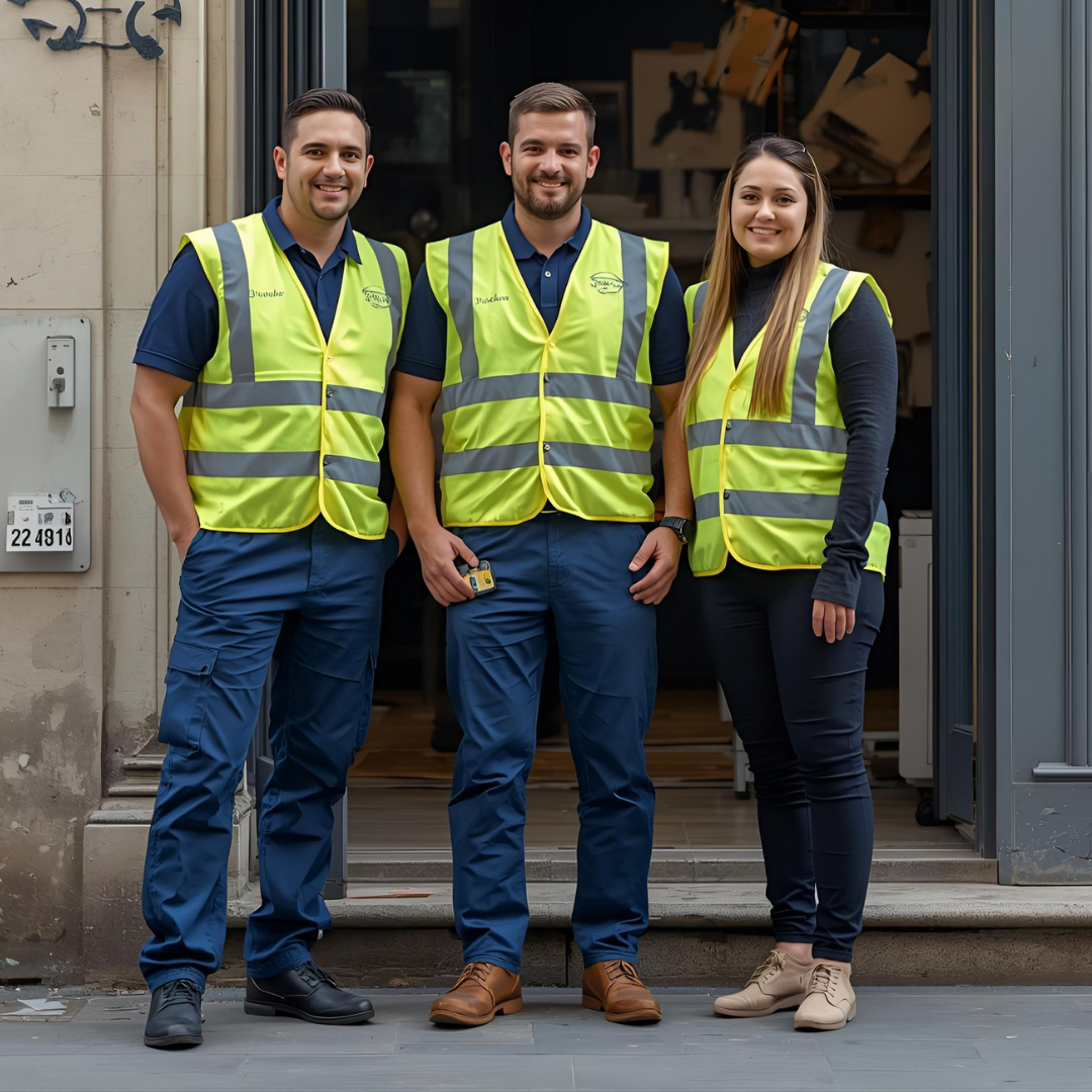Équipe procédant au débarras professionnel d'un open space en Île-de-France.