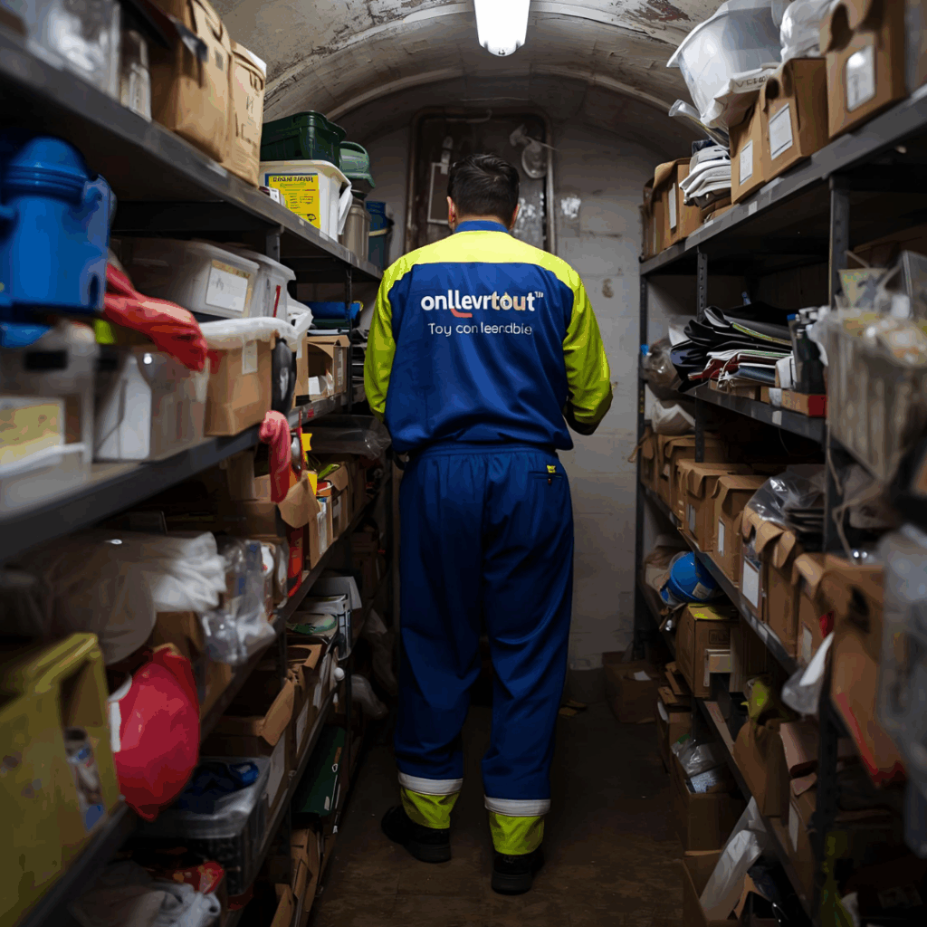 Tri des objets d'une cave pour don aux associations (vélos, meubles, outils)